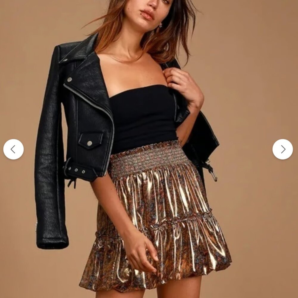 Free People Metallic Bubble Mini Skirt